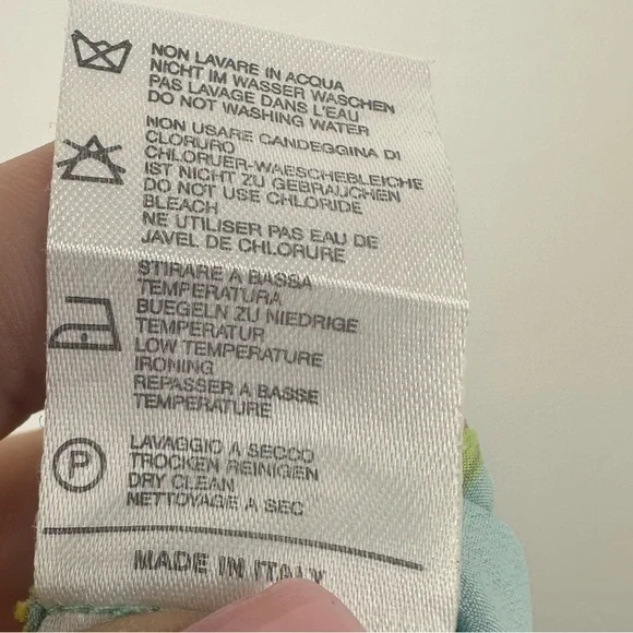 Vtg 2000s Blumarine Silk Dress Light Blue Floral Lemon Print IT 40 | C449 - Picture 11 of 12